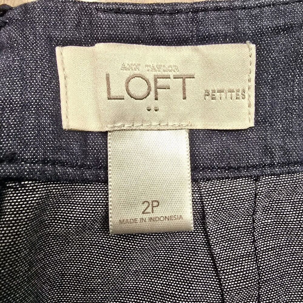 Women's LOFT Dark Chambray Mini Short Pencil Skirt | Size 2 Petite - Picture 6 of 7